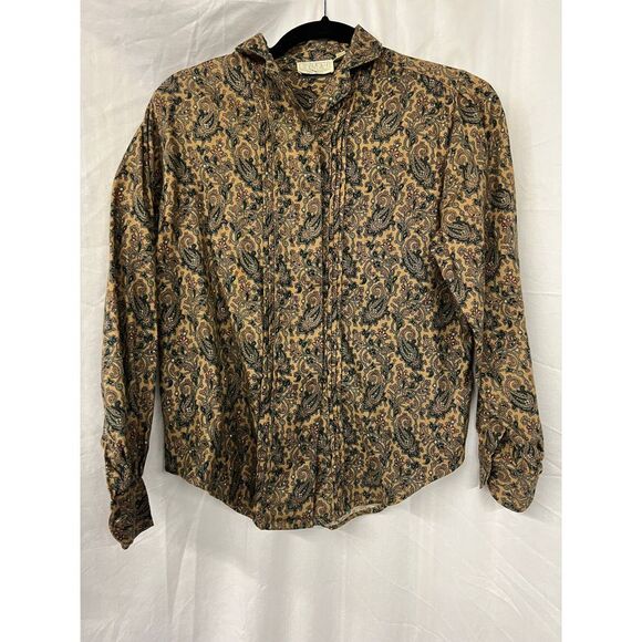 Vintage J Davis  Paisley Print Button Down Shirt Retro Boho Long Sleeve Woman 4 - Picture 1 of 6